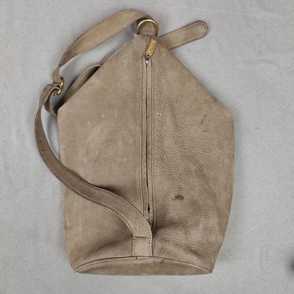 Vintage‎ Coach Sonoma Flat Pack Sling Bag Tan Nubuck Leather Purse FLAWED main image 2